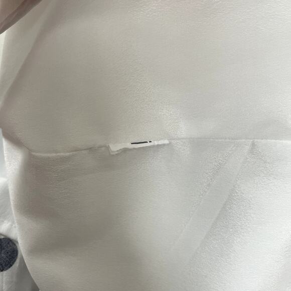 J Crew Dress Womens 6 White Black Polka Dot Faux Wrap Mini Cap Sleeve Ruffle - Picture 7 of 10